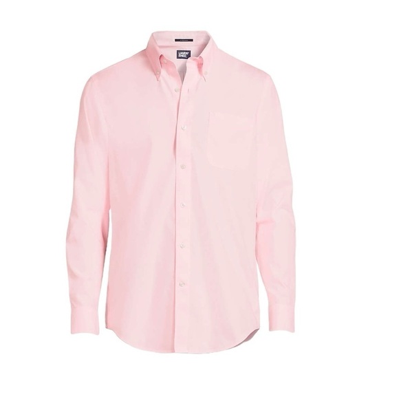 Lands End Men's No Iron Supima Buttondown Dress Shirt. Pink 16 1/2 - 37T #1211 - Picture 6 of 8